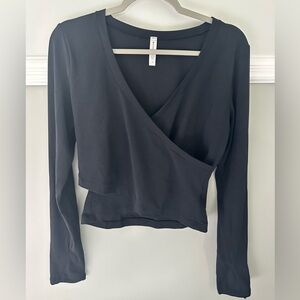 Athleta Wrap Front Black Top